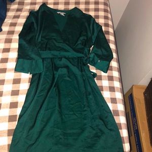 Satin dress emerald green